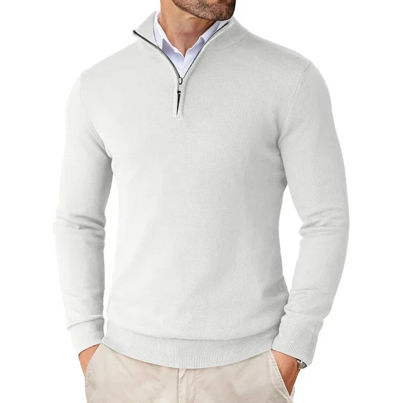 Men's Sweater with Zippered Collar | Soft Cotton Blend