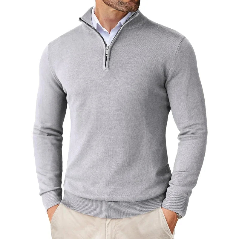 Men's Sweater with Zippered Collar | Soft Cotton Blend