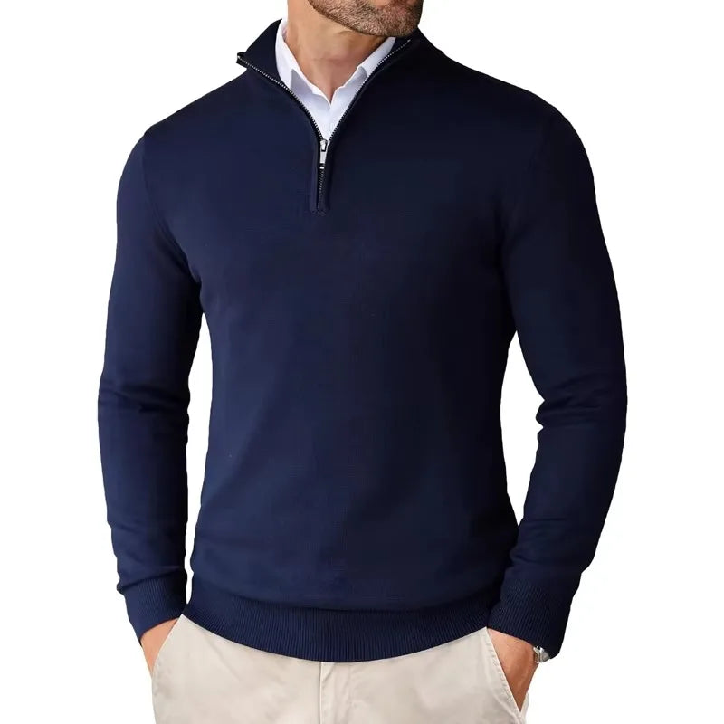 Men's Sweater with Zippered Collar | Soft Cotton Blend