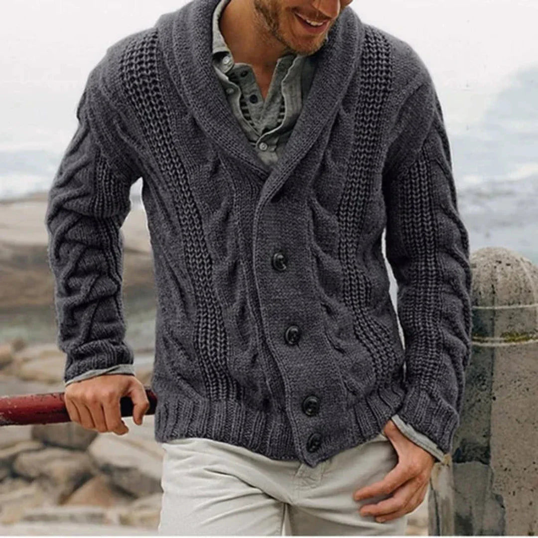Men's Cardigan with Button Placket | Cozy Style