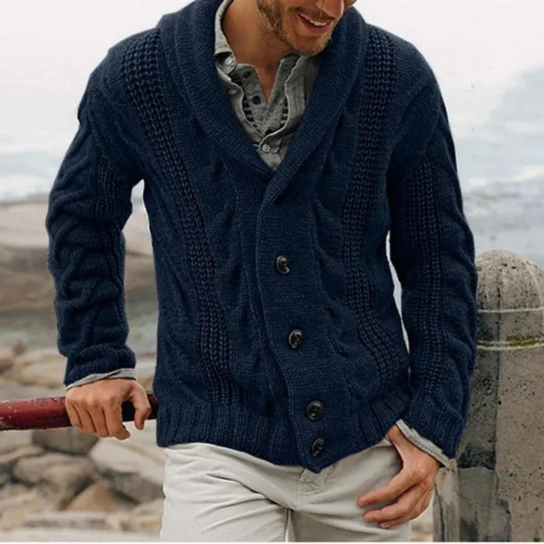 Men's Cardigan with Button Placket | Cozy Style