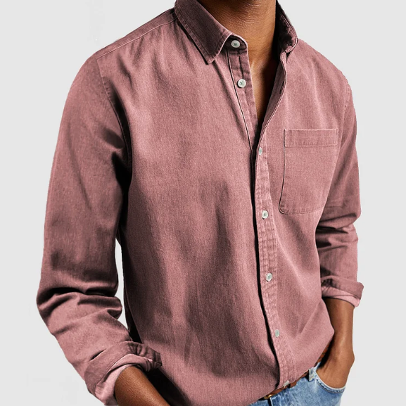 Relaxed Fit Denim Shirt in Cotton Blend