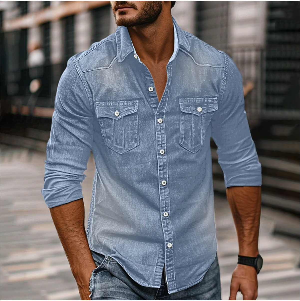 Men's Stylish Denim Shirt