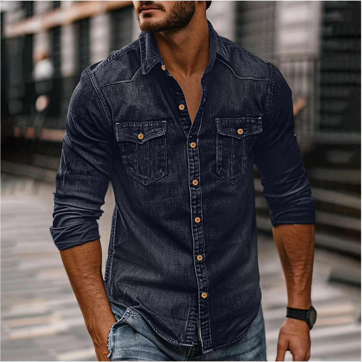 Men's Stylish Denim Shirt