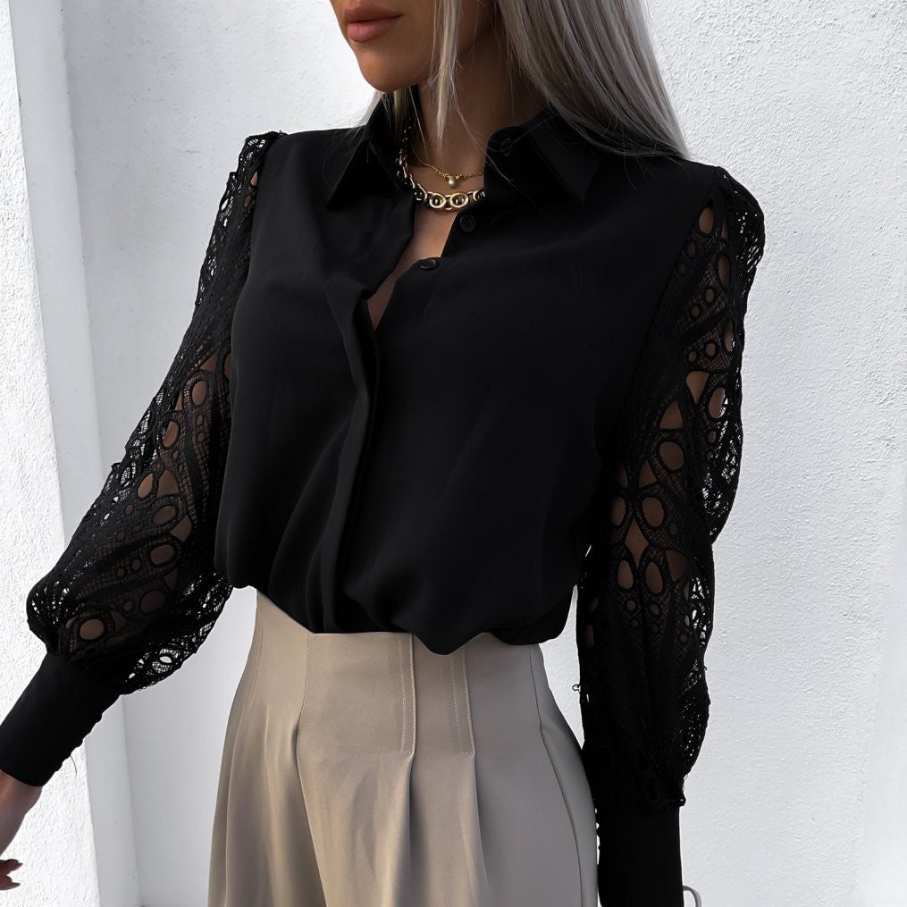Elegant Women's Blouse with Puff Sleeves