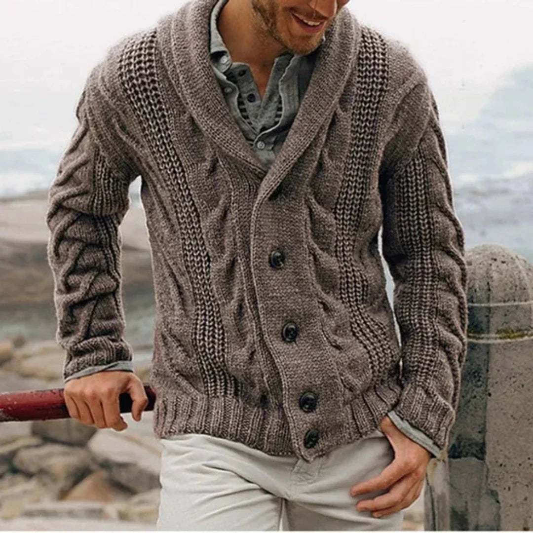 Men's Cardigan with Button Placket | Cozy Style