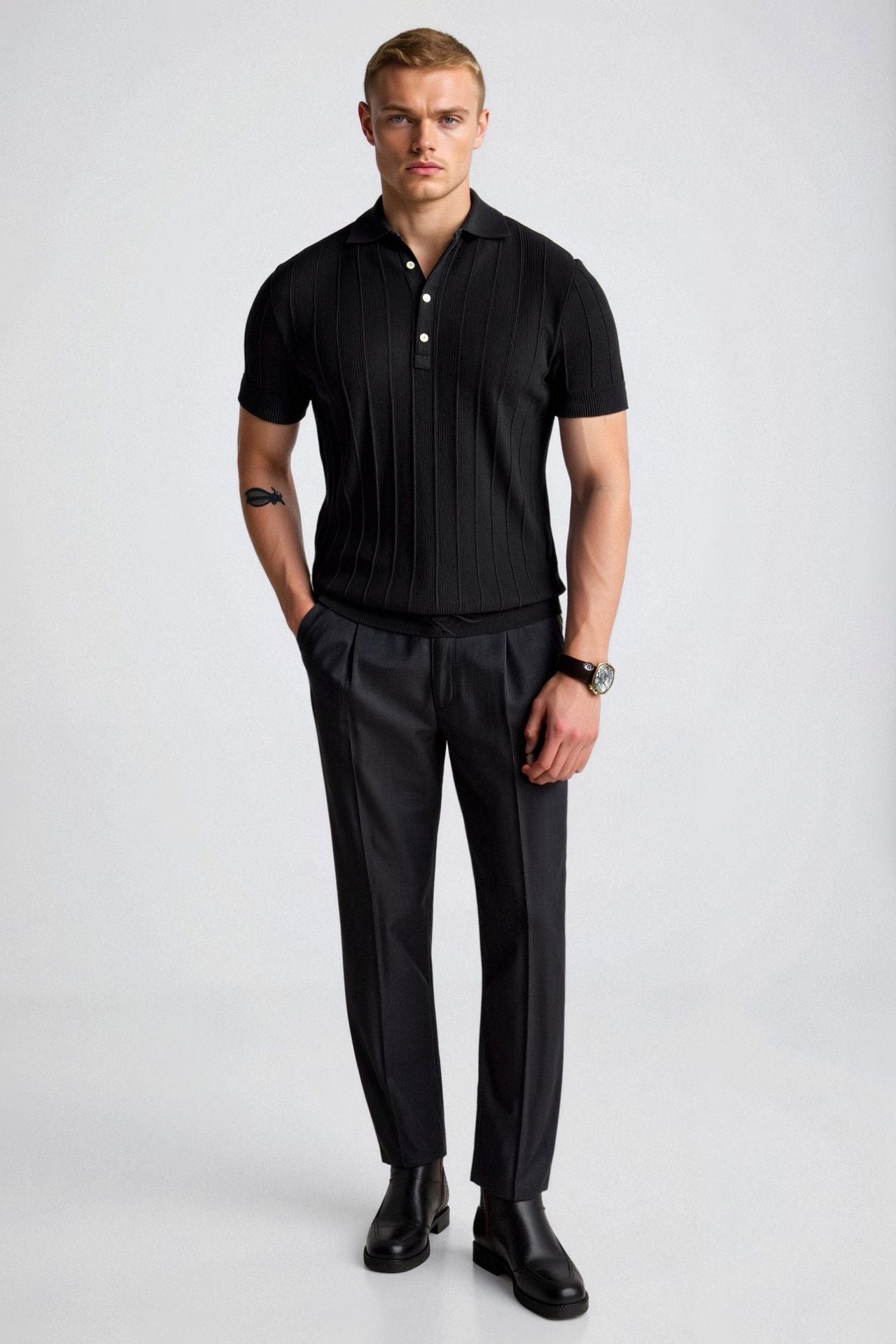 Classic Men's Polo with Striped Pattern