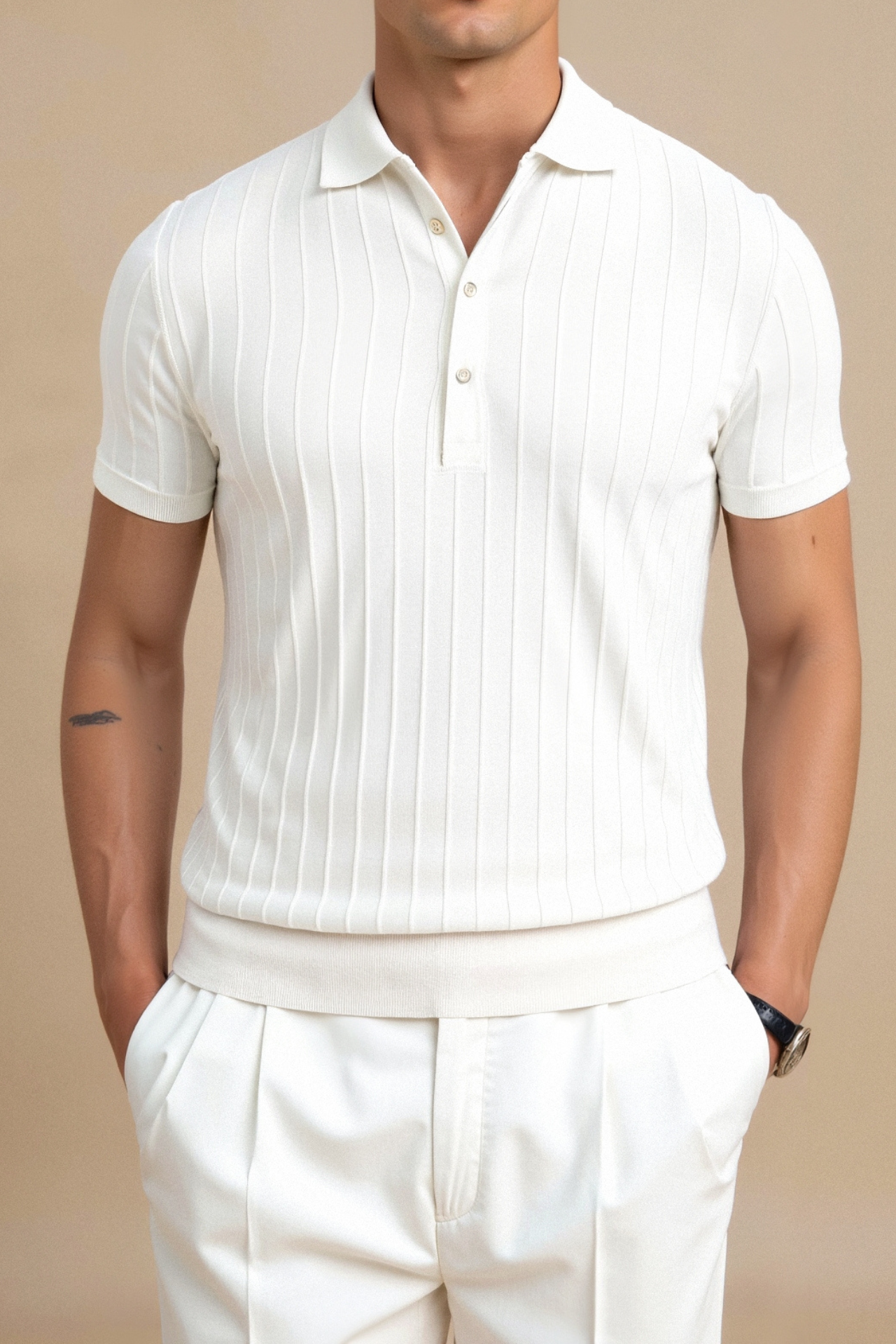 Classic Men's Polo with Striped Pattern