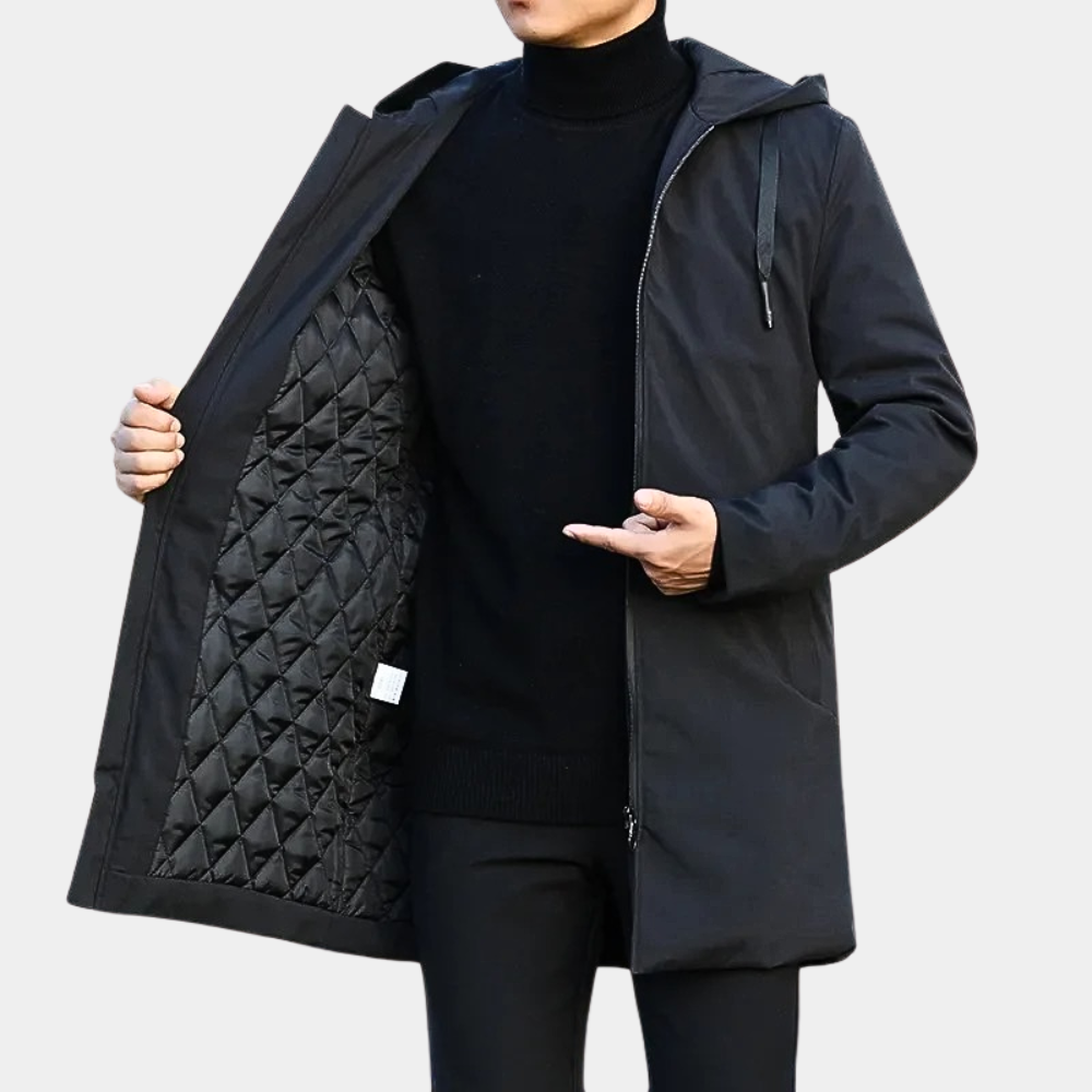Men's Waterproof Rain Jacket | Stylish Long Coat