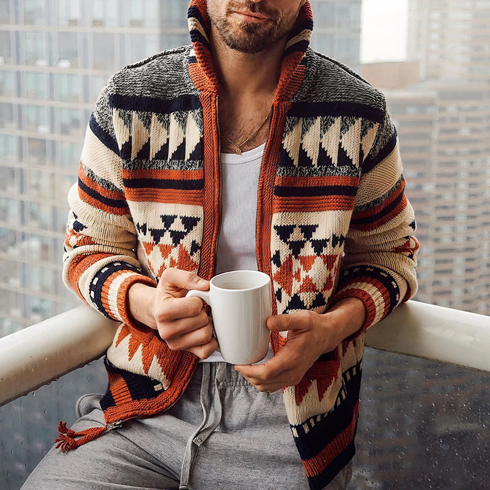 Leo | Men's Jacquard Knit Cardigan
