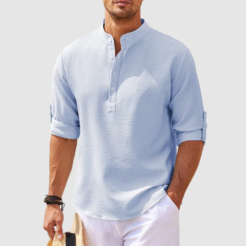 Long Sleeve Linen Henley Shirt