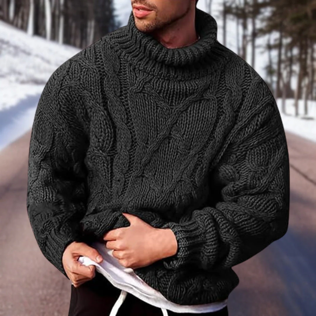 Harvey | Men's Chunky Cable Knit Turtleneck Sweater