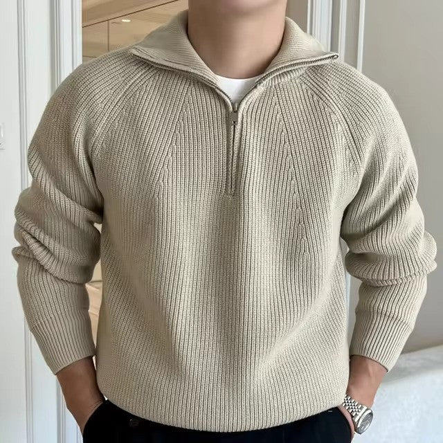 Men's Quarter-Zip Cotton Sweater