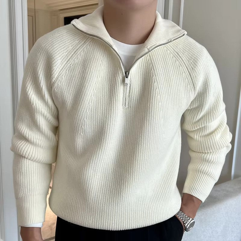 Men's Quarter-Zip Cotton Sweater