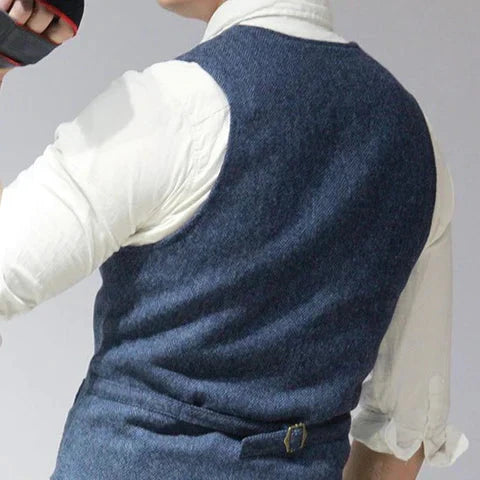 Men's Vintage Sleeveless Sweater | Button Closure