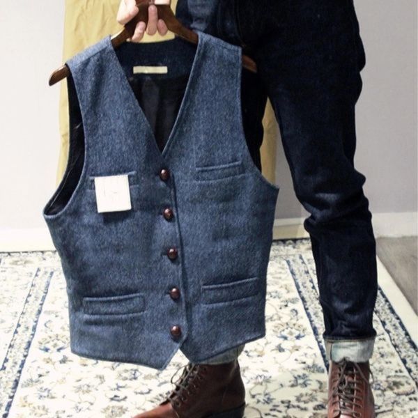 Men's Vintage Sleeveless Sweater | Button Closure