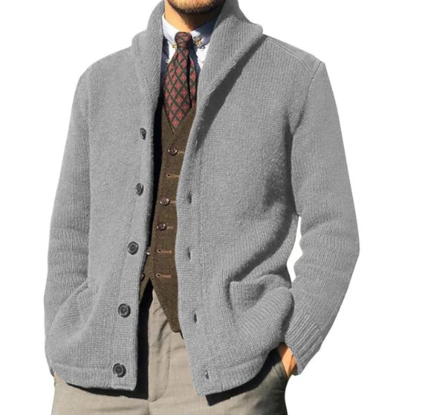 Darren | Men's Classic Button-Up High Collar Cardigan