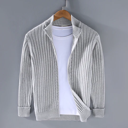 Colin | Men's Slim Fit Ribbed Zip Cardigan