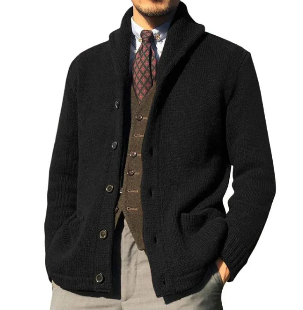 Darren | Men's Classic Button-Up High Collar Cardigan