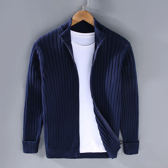 Colin | Men's Slim Fit Ribbed Zip Cardigan