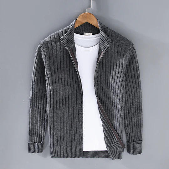 Colin | Men's Slim Fit Ribbed Zip Cardigan