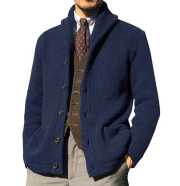 Darren | Men's Classic Button-Up High Collar Cardigan