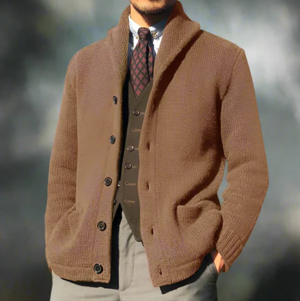 Darren | Men's Classic Button-Up High Collar Cardigan