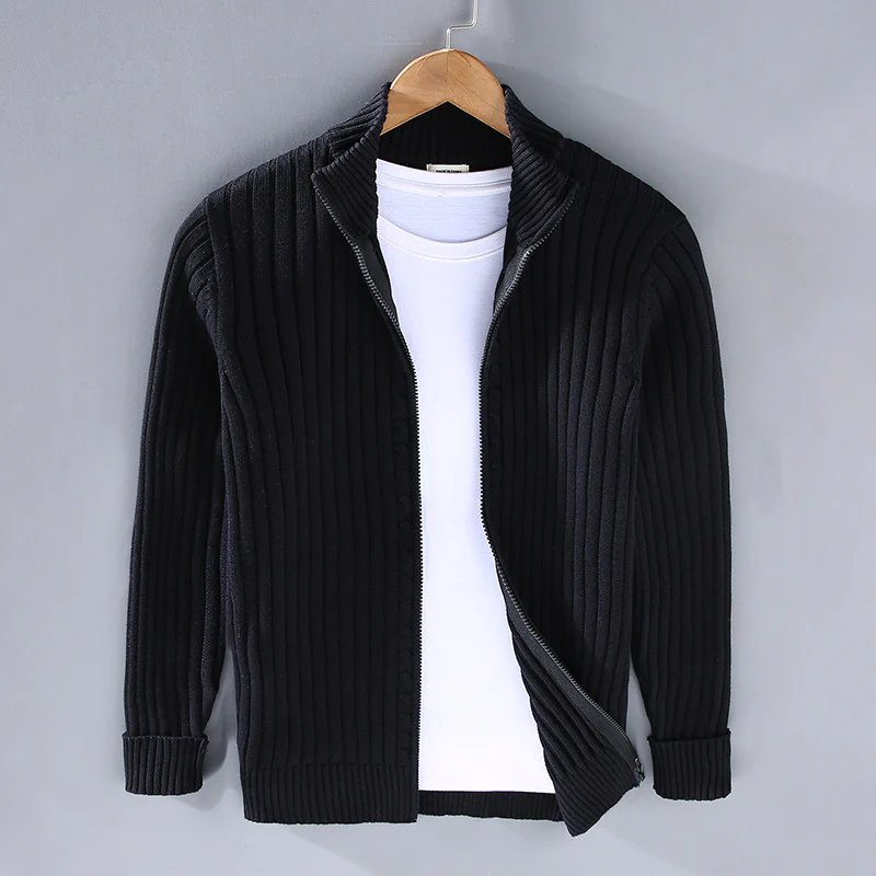 Colin | Men's Slim Fit Ribbed Zip Cardigan
