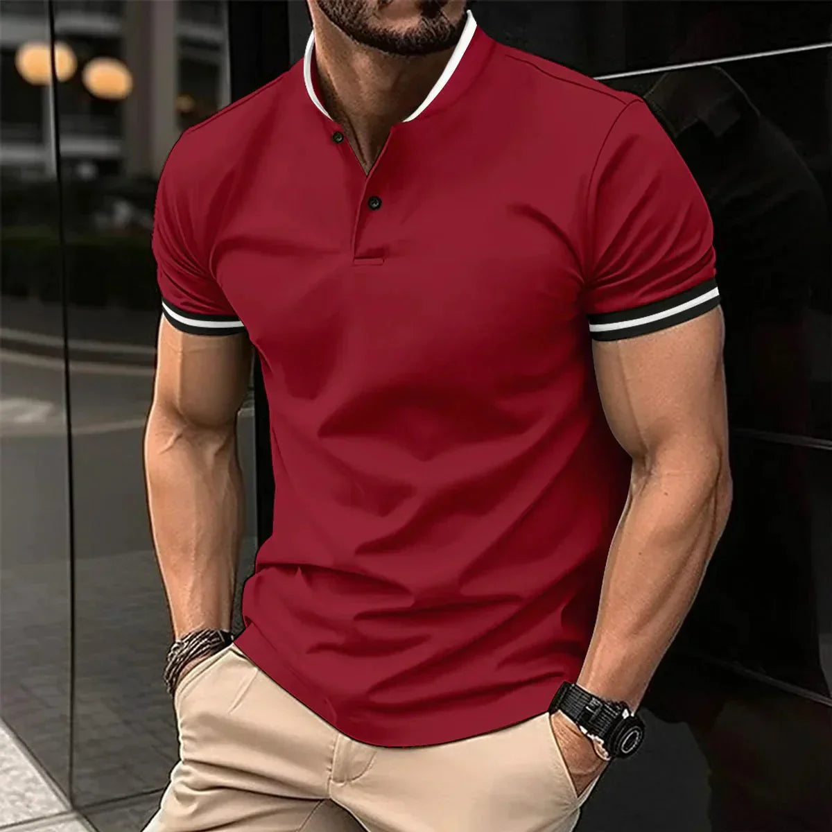 Men's Cotton Polo with Contemporary Design