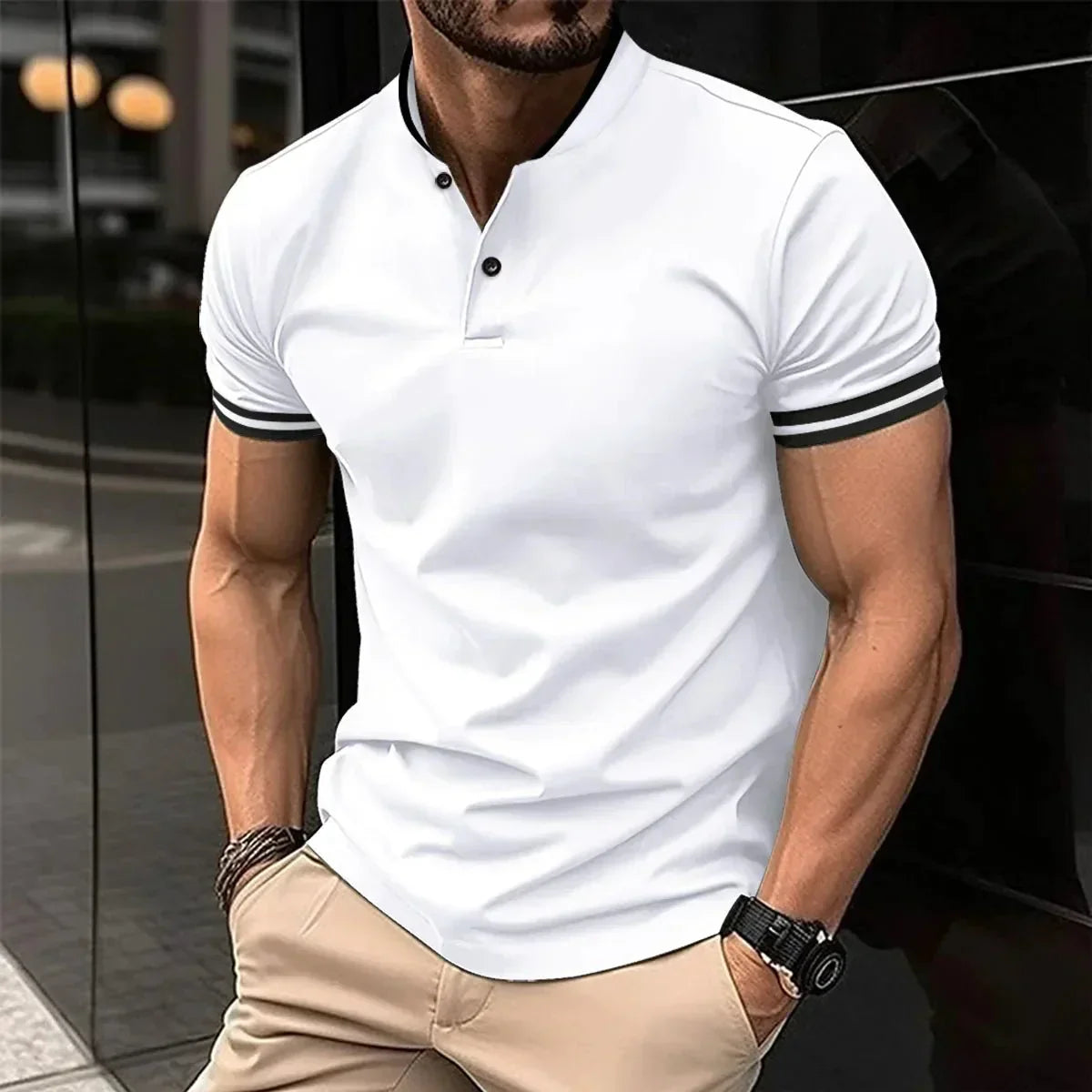 Men's Cotton Polo with Contemporary Design