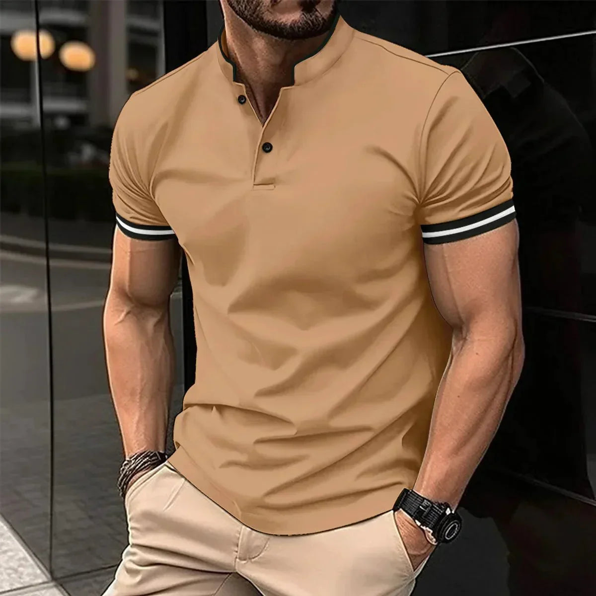 Men's Cotton Polo with Contemporary Design