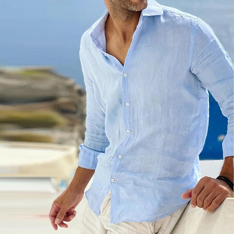 Breathable Men's Long Sleeve Linen Shirt