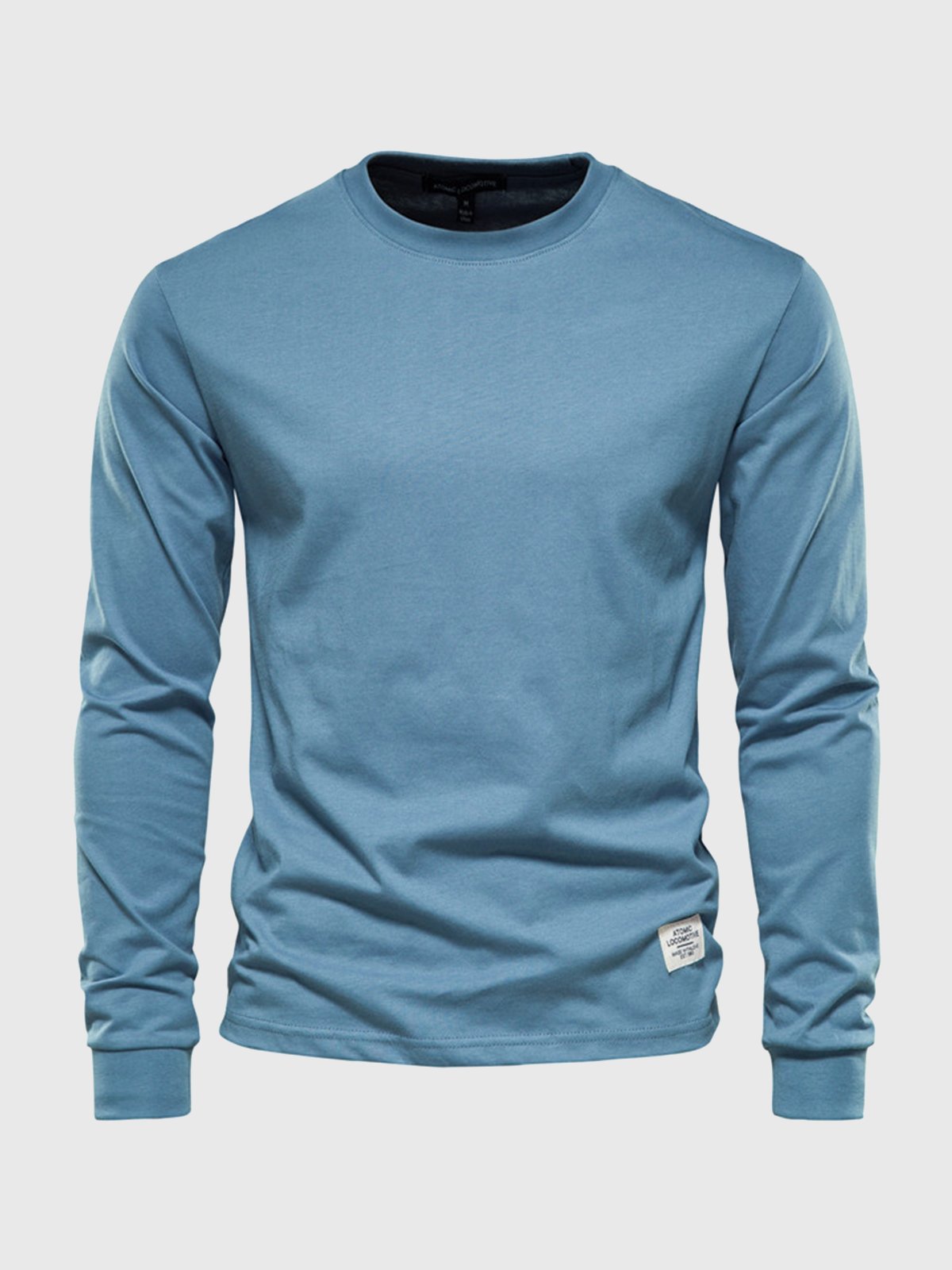 Men's Cotton Long-Sleeve Shirt with Crew Neck
