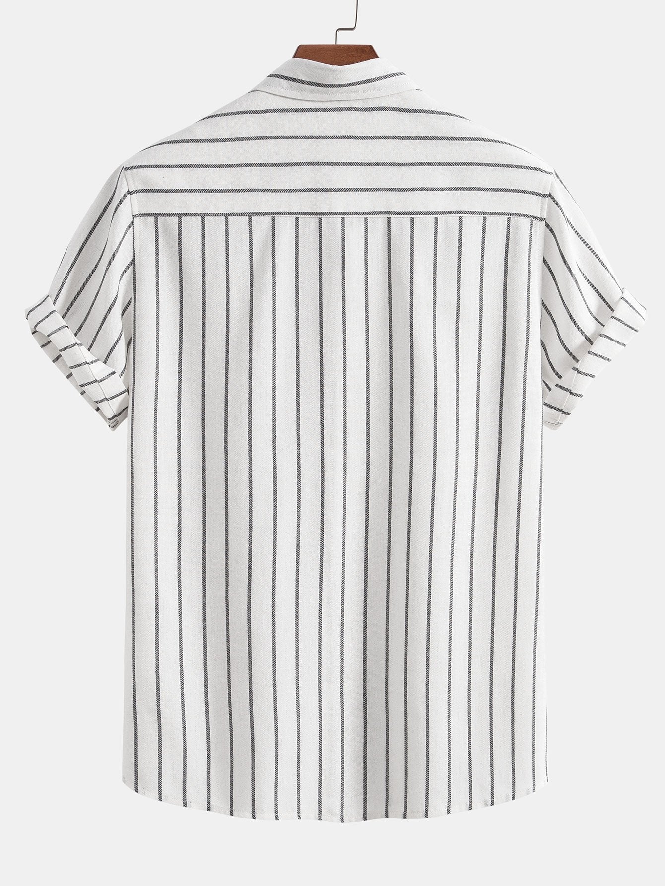 Men's Striped Cotton Shirt with Linen Pants Set
