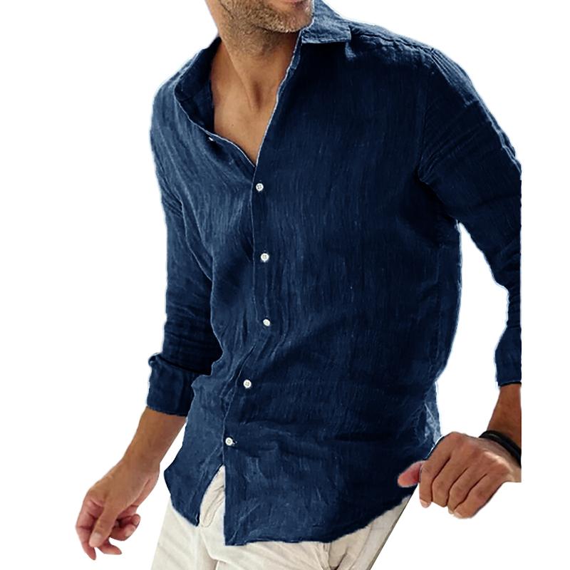 Breathable Men's Long Sleeve Linen Shirt