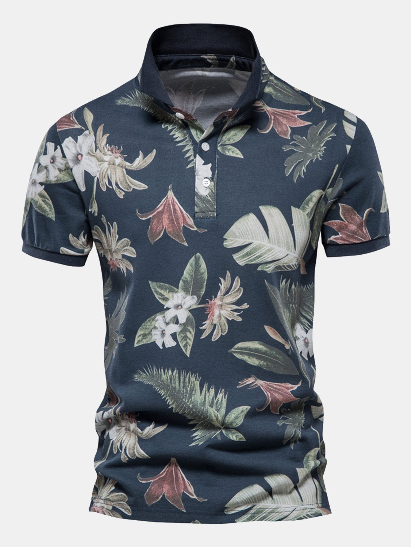Men's Tropical Print Polo Shirt