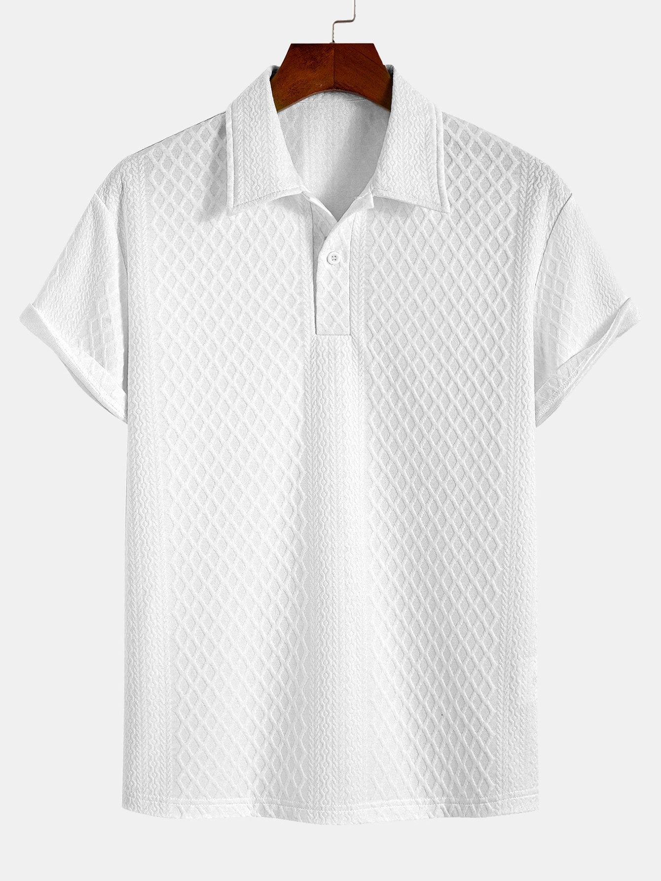 Men's Geometric Rhombus Jacquard Polo Shirt