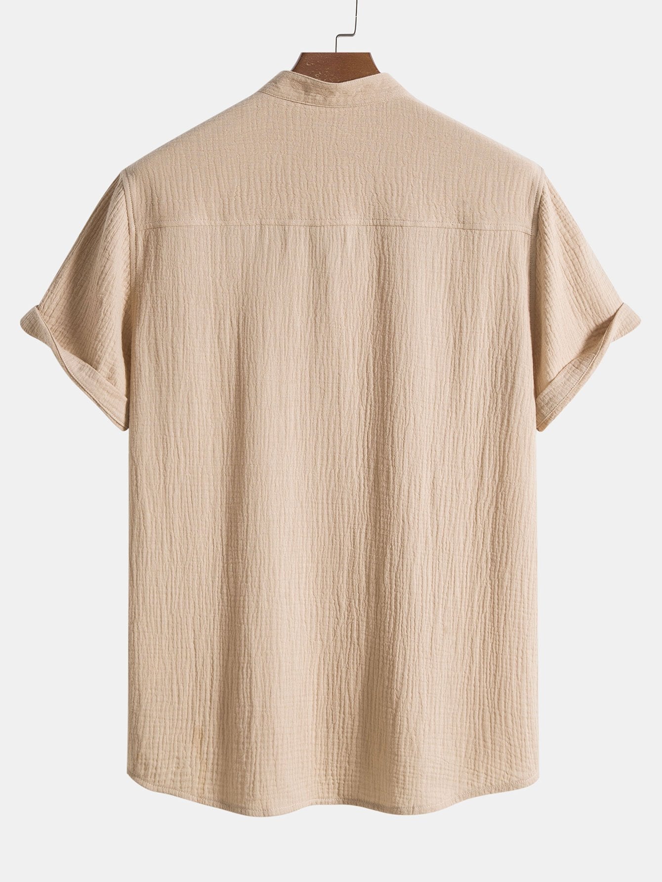 Men's Wrinkled Cotton Henley Shirt with Linen Pants