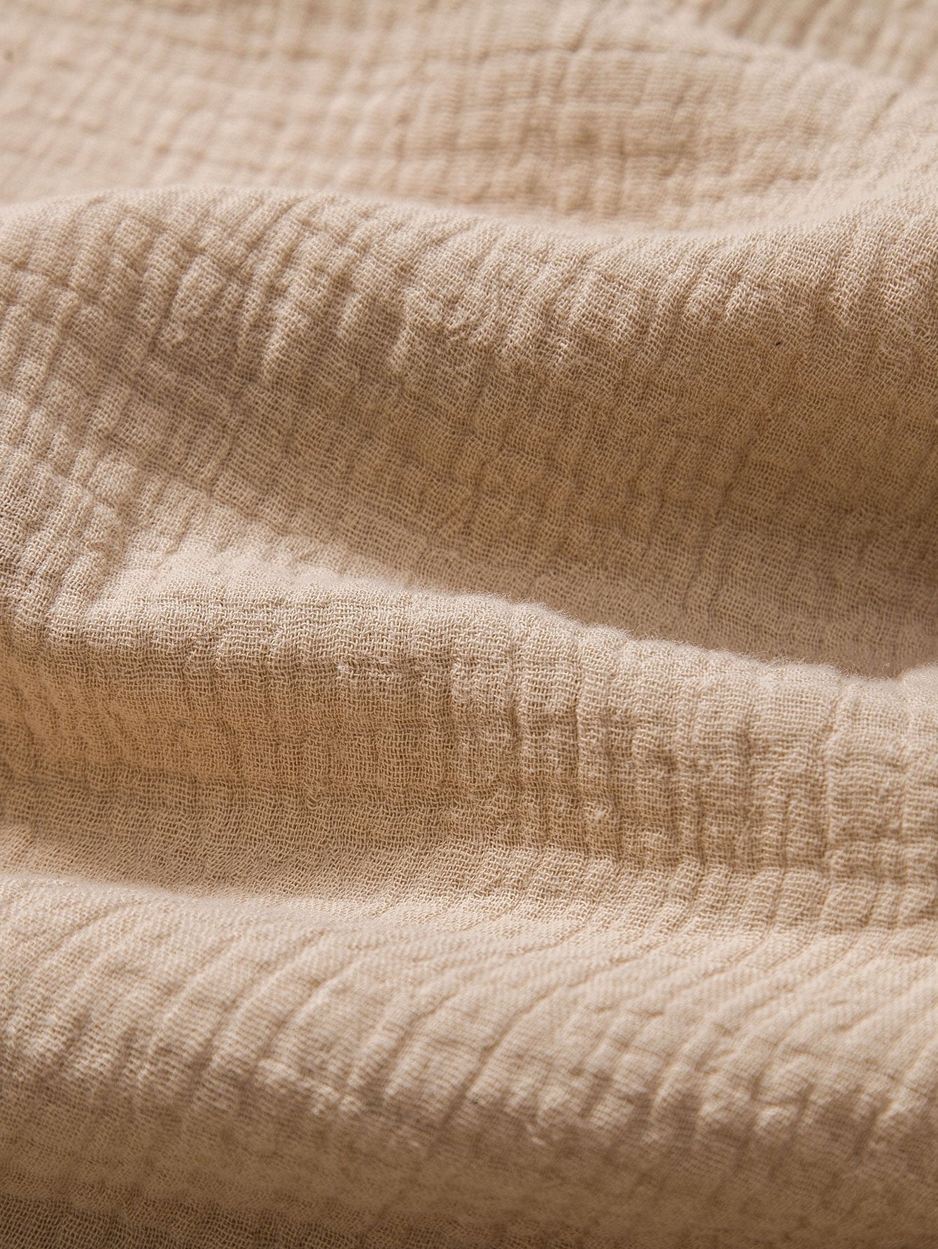 Men's Wrinkled Cotton Henley Shirt with Linen Pants