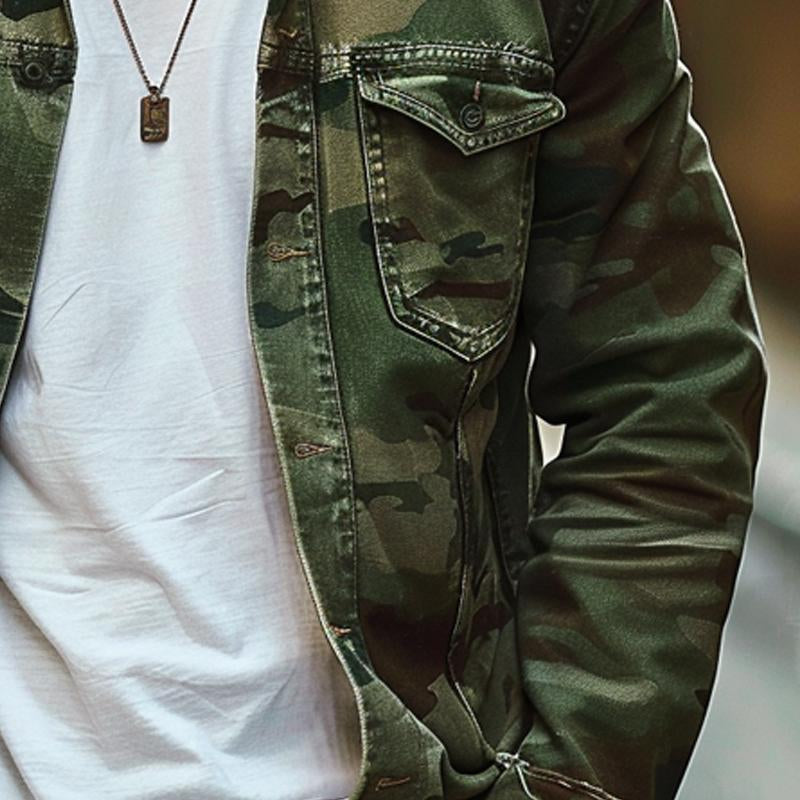 Men's Camouflage Canvas Retro Shacket