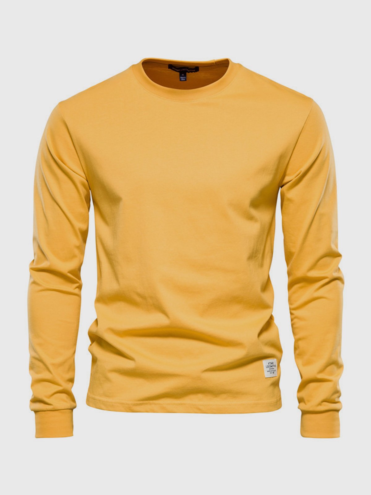 Men's Cotton Long-Sleeve Shirt with Crew Neck