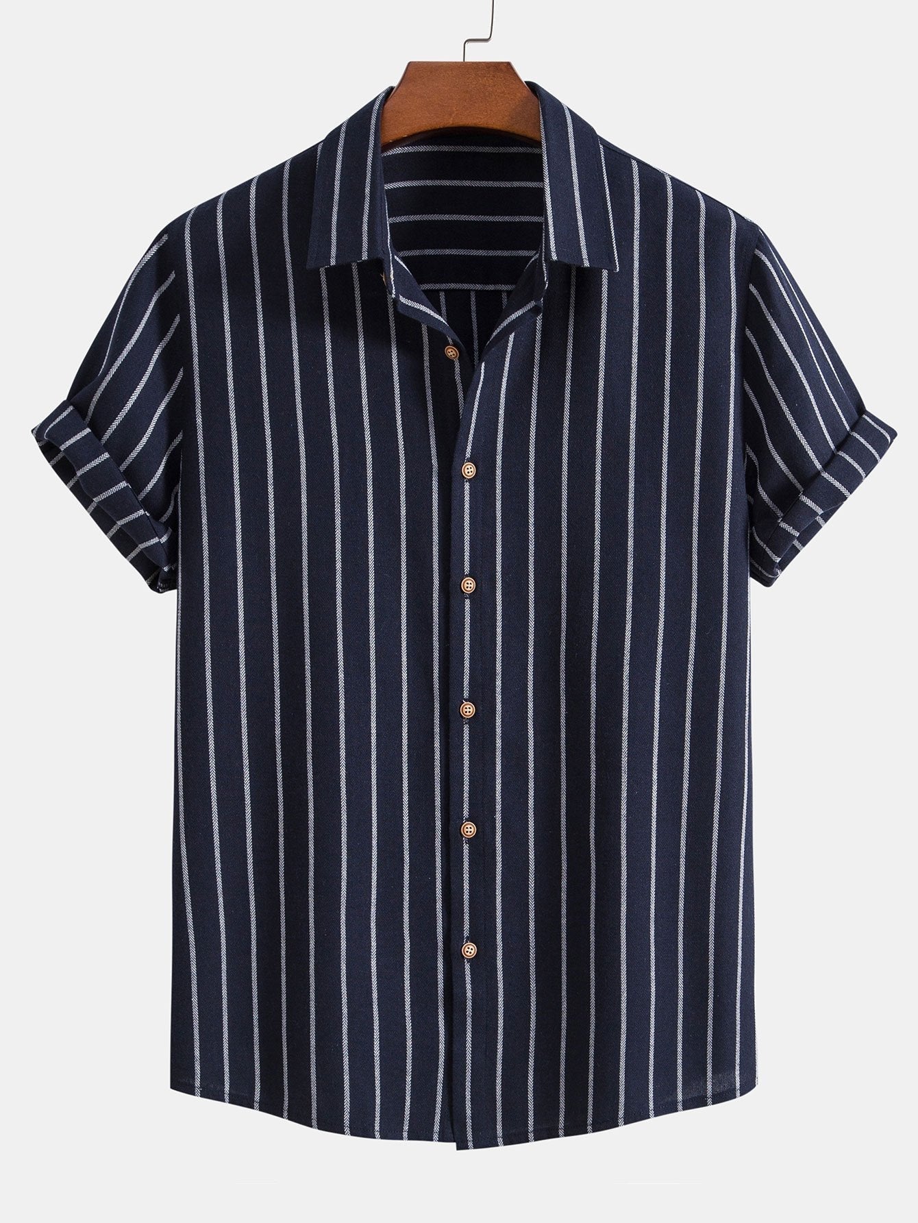 Men's Striped Cotton Shirt with Linen Pants Set