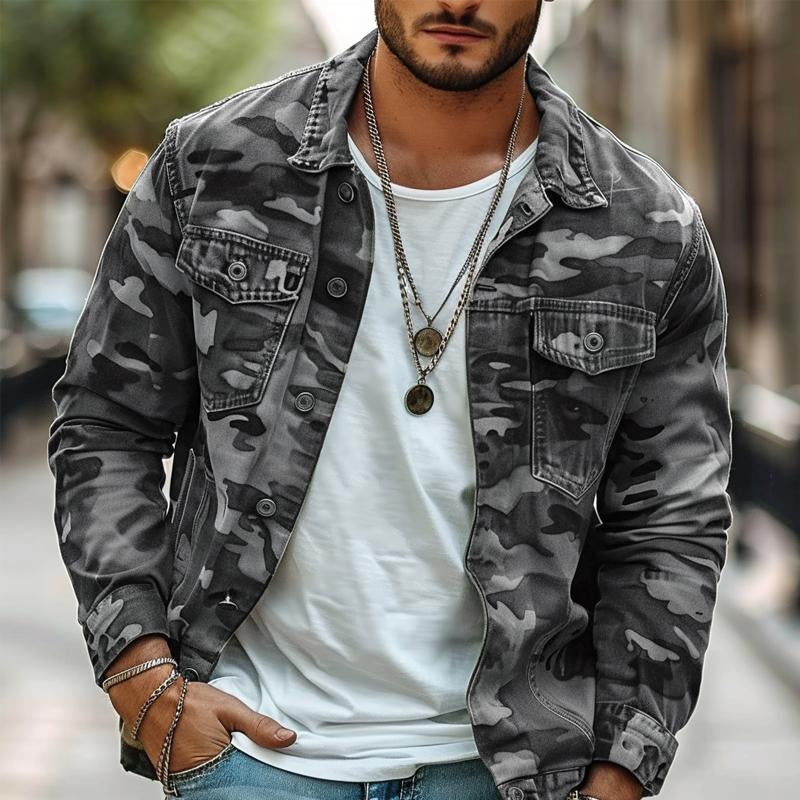 Men's Camouflage Canvas Retro Shacket