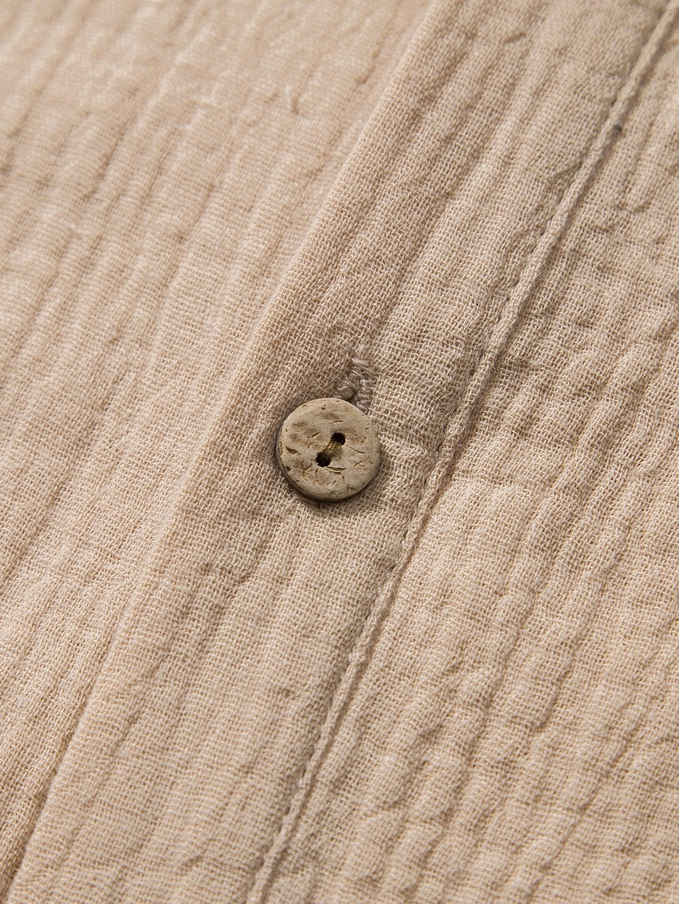 Men's Wrinkled Cotton Henley Shirt with Linen Pants