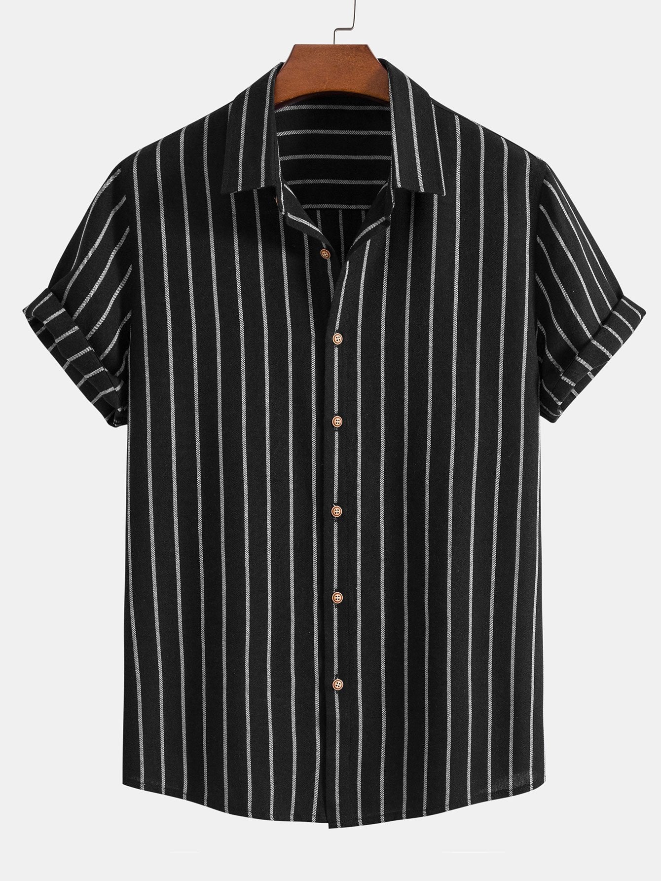 Men's Striped Cotton Shirt with Linen Pants Set