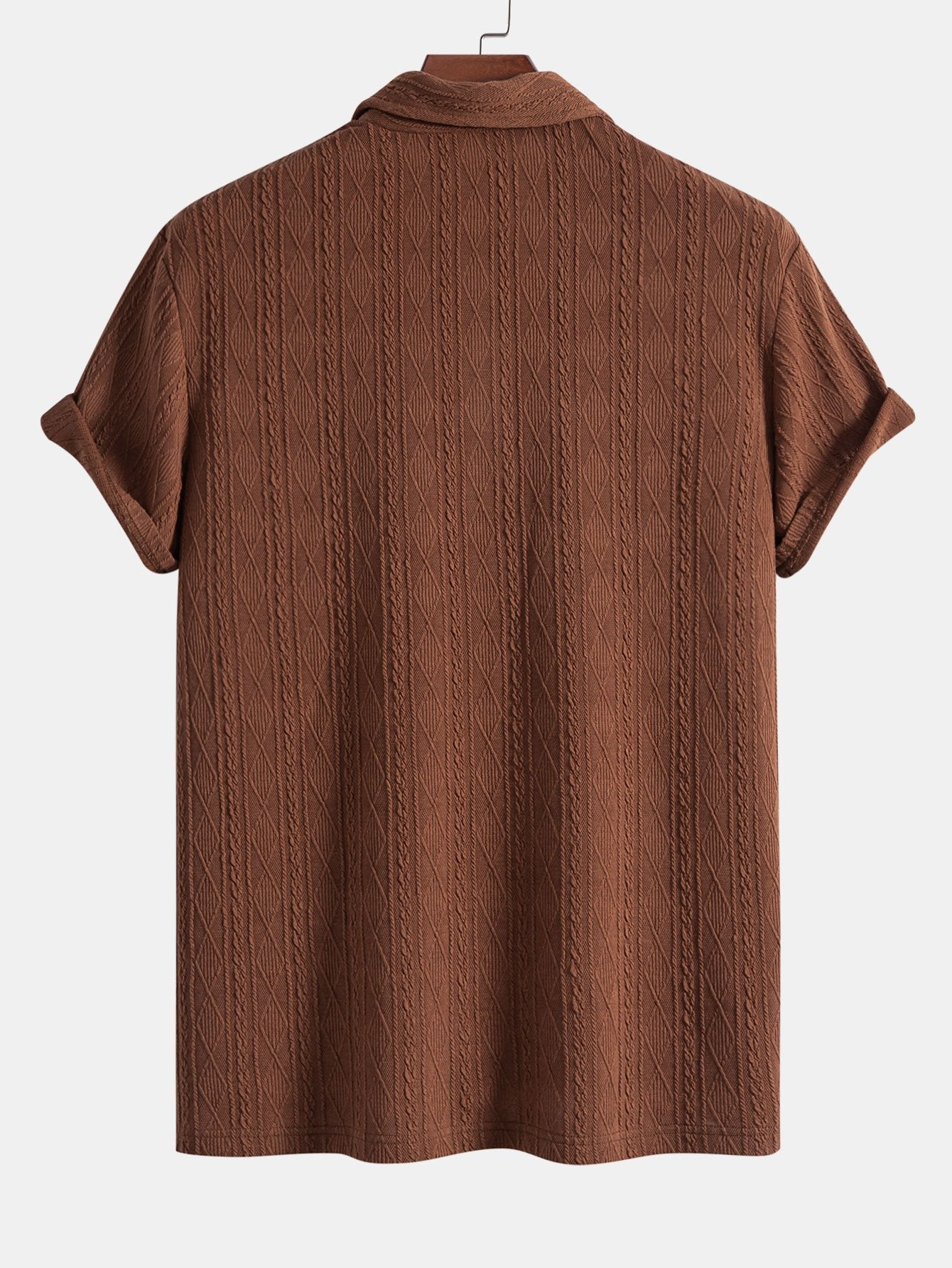 Men's Knitted Geometric Jacquard Polo Shirt