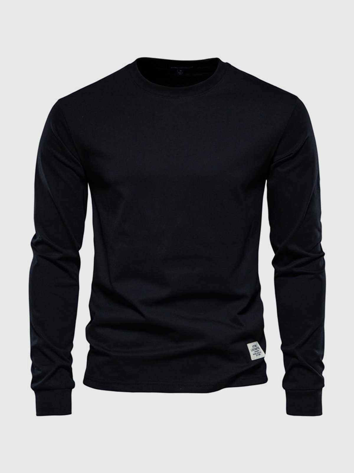 Men's Cotton Long-Sleeve Shirt with Crew Neck