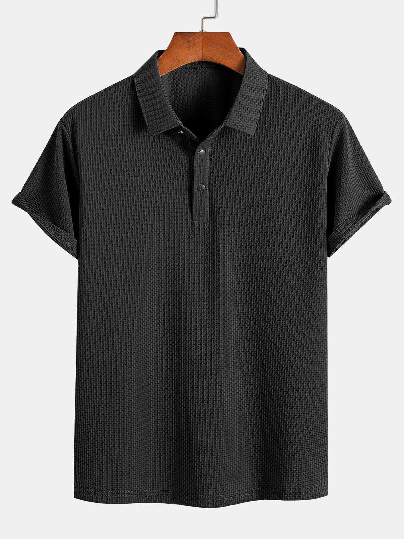 Men's Textured Short Sleeve Polo Shirt