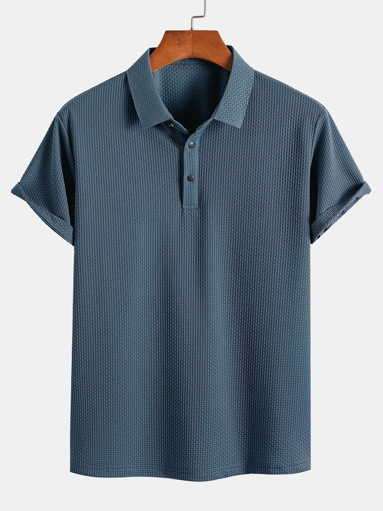 Men's Textured Short Sleeve Polo Shirt