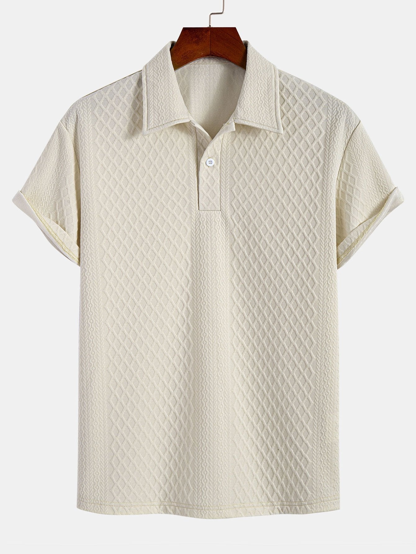 Men's Geometric Rhombus Jacquard Polo Shirt